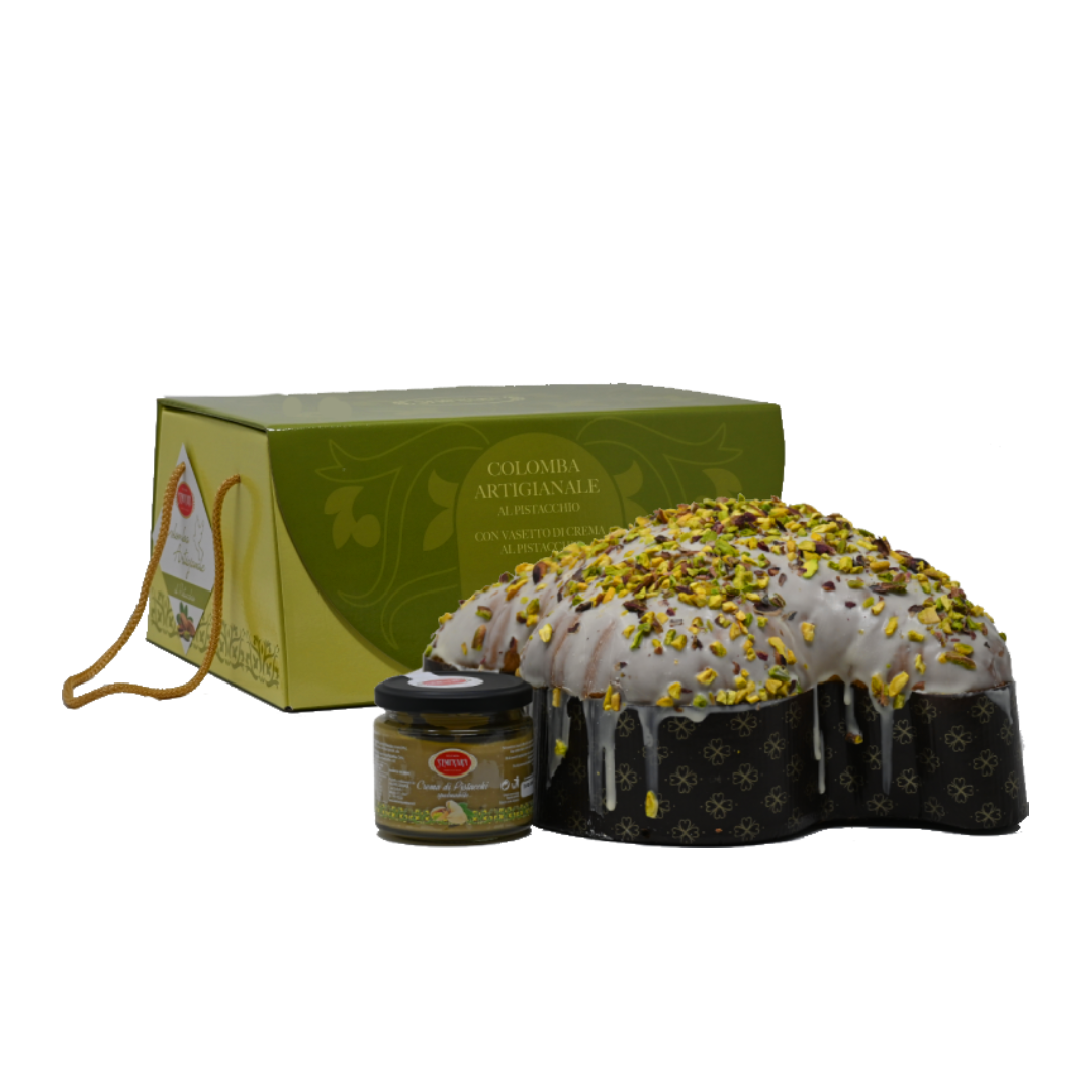 Scatola Colomba al Pistacchio con vasetto crema al pistacchio